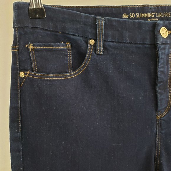 Chicos So Slimming Girlfriend Ankle Jean Size 10 MEDIUM Dark Blue 27.5" Inseam - Picture 3 of 8